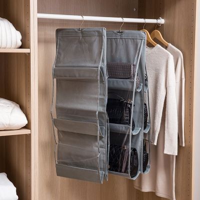 New Wardrobe Storage Bag Closet Transparent Hanging Handbag Organizer Door Wall Clear Sundry Shoe Bag with Hanger Pouch