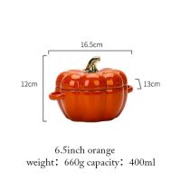 Pumpkin Shape Baking Bowl With Lid Glaze Au Gratin Soup Salad Bowl Kitchen Bakeware Oven Party Baking Pan Supplies