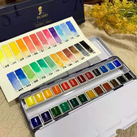 1224สีอาวุโสศิลปินสีทึบสีน้ำสีชุดกล่องเหล็กแร่สีน้ำเข้มข้นทนทานศิลปะพิเศษ22x7cm