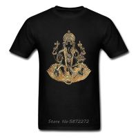 Top Tees Fashion Golden Ganesha Men T-shirt Stylish Indian God Digital Print Male Family Gift T Shirt Fathers Day Tshir