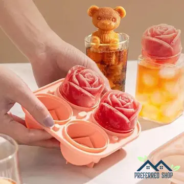 3D Rose Ice Molds Ice Cube Tray Flower Shaped Ice Cube Making Mold Food  Grade Silicone Big Ice Ball Maker kitchen accessories