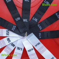 100PCS Black/White damask polyester cloth double size label clothing tags XS/S/M/L/XL/2XL 3XL/+ Stickers Labels