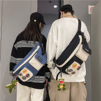 Large-Capacity Crossbody Bag Mens Trendy Ins Shoulder Bag All-Matching Casual Backpack Japanese Style Workwear Sports Chest Bag For Women