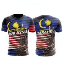 Sublimation printed microfiber eyelet jersey T shirt Merdeka 2 baju Merdeka 2 short sleeve  polo Ready stock