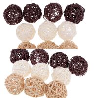 ◄ 3cm / 5cm / 7cm 3 Colors Handmade Rattan Wicker Ball Decoration Ornaments Wedding Christmas Party Table Desk Garden Hanging Decoration DIY Supplies