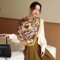 LUCY Fashion Scarf 110 * 110cm square scarf womens shawl color painted printed scarf imitation silk scarf large square