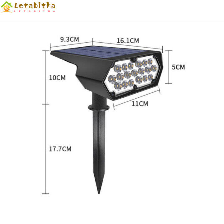 letabitha-ไฟสวนพลังงานแสงอาทิตย์กลางแจ้งปรับได้หลายมุม-โคมไฟติดผนังไฟถนนความจุมากกลางแจ้งแบตเตอรี่ลิเธียม