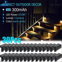 Warm White LED Solar Step Lamp Path Stair Outdoor Garden Lights Waterproof Balcony Light Decoration for Patio Stair Fence Light Outdoor Lighting