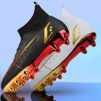 Teenagers Electroplated Sole Football Shoes Lightweight Anti-slip Male Soccer Boots Black and White Matching Style Cleats New In