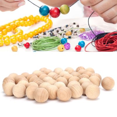 ลูกบอลไม้ดิบอุปกรณ์งานประดิษฐ์ลูกบอลไม้ธรรมชาติ2.5ซม./1in DIY ลูกบอลไม้ตกแต่งงานปาร์ตี้ศิลปะของเด็กสำหรับกิจกรรมหัตถกรรมทำมือ