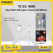 Cáp sạc nhanh Pisen USB Type-C Fast 3A 900mm  TC25-900, Hàng chính hãng