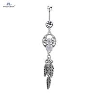 【CW】 Three Leaves Tassel Navel Piercing Ombligo Belly Rings Nombril Pircing Earring