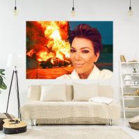 【CW】☬❖☒  XxDeco Meme Tapestry Kris Jenner Printed Bedroom Decoration Carpets Wall Hanging Room Dorm Backdrop