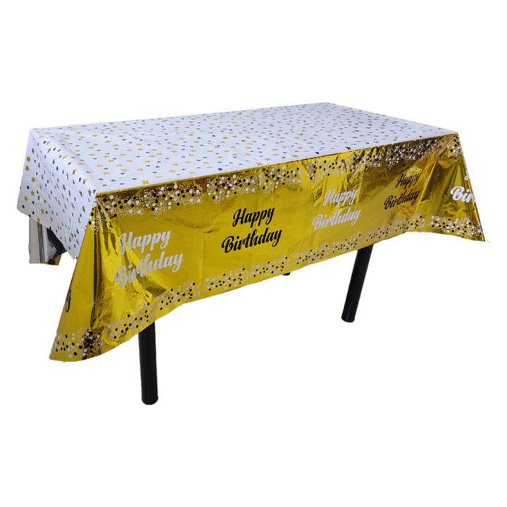 ผ้าปูโต๊ะขนาด137-274ซม-แบบใช้แล้วทิ้งสำหรับฟิล์มอะลูมิเนียมสุขสันต์วันเกิดอาบน้ำเด็กอุปกรณ์ตกแต่ง137-274ซม
