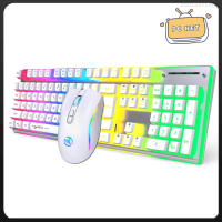 HXSJ L96 RGB แบบไร้สาย2.4G แป้นพิมพ์สำหรับเล่นเกมคำสั่งผสมแป้นพิมพ์และเมาส์และพุดดิ้ง104เมาส์สำหรับเล่นเกมส์ตัวครอบปุ่มคีย์บอร์ด4800DPI ความจุแบตเตอรี่ขนาดใหญ่พร้อมสายเคเบิ้ล USB เครื่องรับที่ถอดออกได้