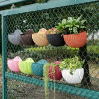 【CW】 Hydroponic Pot Exquisite Wall-mounted Plastic Wall Hanging Basket Flowerpot for Garden Balcony 10 Colors