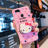 เคสโทรศัพท์แฟชั่นลายการ์ตูนสีชมพูสำหรับ OPPO,เคสฝาหลัง TPU นิ่มมีสายคล้องแบบตั้งพร้อมสายคล้องคอสำหรับ OPPO R15 R15 Pro R17