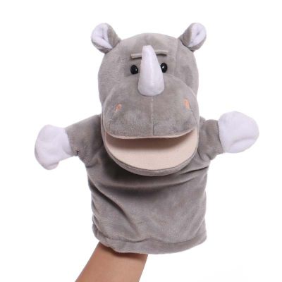 25cm Animal Hand Puppet Cute Rhinoceros Plush Toys Baby Educational Hand Puppets Story Pretend Playing Dolls for Children Gifts