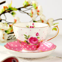 British Bone China Coffee Cup and Saucer Set Fashion Porcelain Ceramic Flower Tea Cups Household Office Cafe Teaware Gift