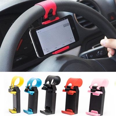 Car Phone Holder Mounted On Steering Wheel Cradle Smart Mobile Phone Clip Mount Holder Car Accessories Interior Car Mounts