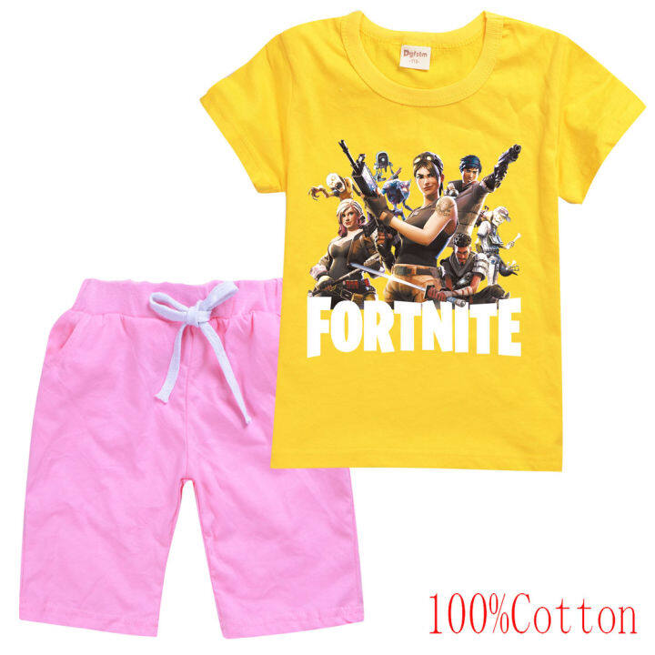 fortnites-เสื้อยืดชุดสาวเด็กแขนสั้นเสื้อทีกางเกงขาสั้น8256บุคลิกภาพเสื้อยืดสันทนาการการ์ตูนกางเกงขาสั้นแฟชั่นใหม่เกาหลี