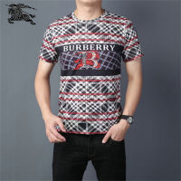 Burberrys ดั้งเดิมเสื้อยืดแขนสั้น100% ลายทางผ้าฝ้ายเสื้อคอกลมผู้ชาย (สไตล์เกาหลี) คุณภาพระดับพรีเมียม/มีในสต็อก