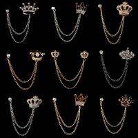 Crown Brooch Luxury Rhinestone All-match Corsage Tassel Lapel Pins Suit Shirt Collar Badge Corsage Brooches Jewelry Accessories Headbands