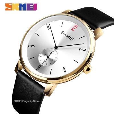 SKMEI นาฬิกาแฟชั่นผู้ชายควอตซ์ธุรกิจเรียบง่ายหนังนาฬิกากันน้ำนาฬิกาข้อมือสบายๆสำหรับผู้ชาย1398