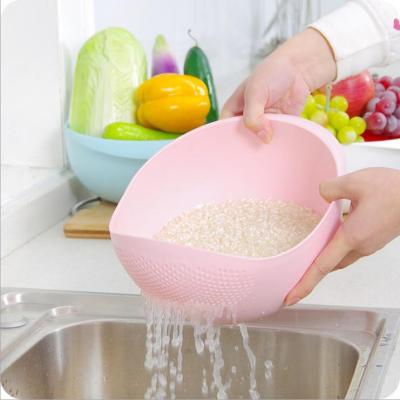 Food Grade Plastic Rice Beans Peas Washing Filter Strainer Green Pink Color Basket Sieve Drainer Cleaning Gadget TP-Hot