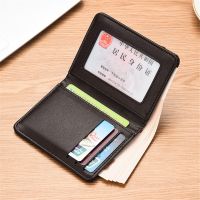 SPONORSHIP กระเป๋าสตางค์แบบบางบัตรเครดิตหนัง PU แบบ WOE29SP2กระเป๋าสตางค์หนังสั้นกระเป๋าสตางค์กระเป๋าเงินผู้ชายพับสองพับที่ใส่บัตรประชาชน