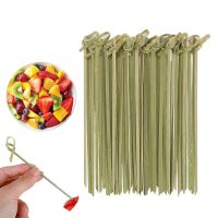 Appetizer Picks Disposable Bamboo Tie Knotted Skewers Ends Fruit Picks Fork Fruit Toothpicks Reusable Party Decoration Supplies