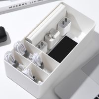 77JF Plastic Desk Organizer Case Cord Management Sorter Storage for Cable Glasses Jewelry Watches Desktop Home Office 5 Slots