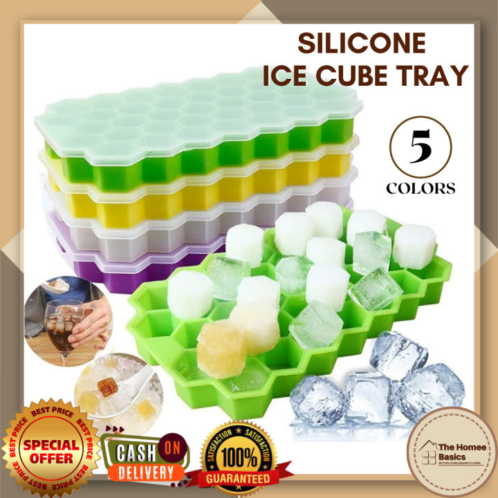 Ice Cube Tray Silicone, Ice Trays for Freezer with Lid (BPA Free), Flexible  & Easy-Release Honeycomb Ice Cube Trays Molds for Cocktail Whiskey