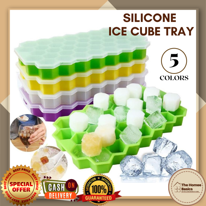 Ice Cube Tray Silicone, Ice Trays for Freezer with Lid (BPA Free), Flexible  & Easy-Release Honeycomb Ice Cube Trays Molds for Cocktail Whiskey, Drinks,  Baby Food 