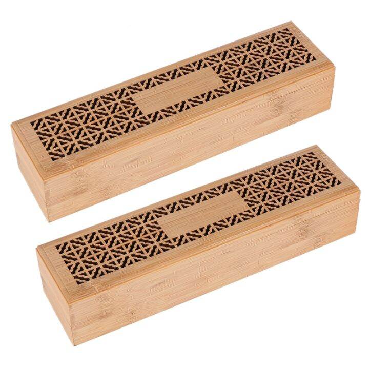 2x Incense Burner Incense Stick Holder With Drawer Joss Stick Box Hollow Aromatherapy Zen Lying