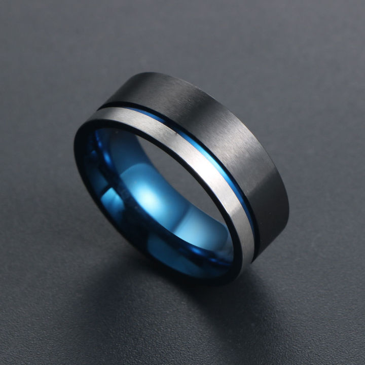 sa1069แหวนดีไซน์สวยแฟชั่นของผู้ชายแหวนสองเหล็กไทเทเนียมสีที่เรียบง่าย