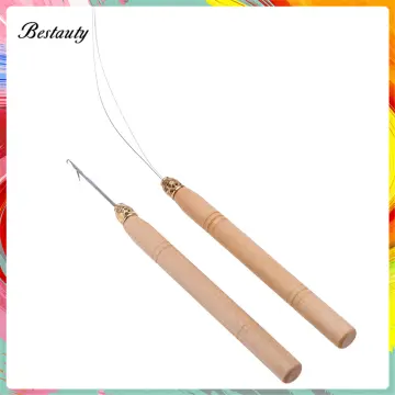 1Pcs Wooden Hair Extension Loop Needle Threader Pulling Hook Tools And Bead  Device Tools Loop Threader For Hair or Feather Exten