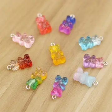 50Pcs Candy Color Resin Gummy Bear Pendant Charms For Jewelry
