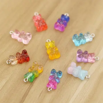 Hot Pink Resin Gummy Bear Beads, Charms, Candy Beads for Jewelry Makin