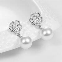 Elegant Hollow Rose ดอกไม้อารมณ์ Pearl dangle STUD ต่างหูสำหรับผู้หญิงอุปกรณ์เสริมสำหรับผู้หญิง Boho เครื่องประดับ pendientes mujer.