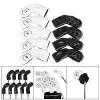 9Pcs Golf Club Head Cover Water Resistant PU 4-9 P A S Golf Wedge Covers Set