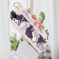 เคส Realme Mop Mall สำหรับ C30S พร้อมสายรัดข้อมือเคสโทรศัพท์ Kuromi น่ารักขอบสี่เหลี่ยมปลอกซิลิโคนของเหลวเคสป้องกันการกระแทกกล้อง