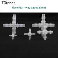 ☂❧ Hose four - way pagoda joint Hose Cross Straight Connector Four(4) Way Aquarium Splitter Fish Tank Joint Air Pump Adapter 5 Pcs