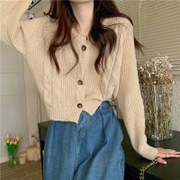 ▧❇ 622512short Sweater Women Autumn Winter Twist Temperament Slimmer Look V-Neck Jacket Top