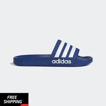 adidas blue and white slides