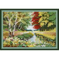 Autumn forest scenery Joy Sunday Handmade Printed Canvas Cross Stitch Complete Set Flower Pattern Factory Outlet 11CT 14CT Stamped Needlework DIY Embr