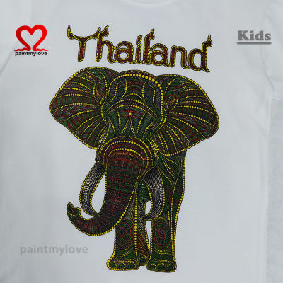เสื้อยืดเด็ก เสื้อเด็กคอกลมสกรีนลายช้างไทยแลนท์งาน Paint my iove คอตตอน100%