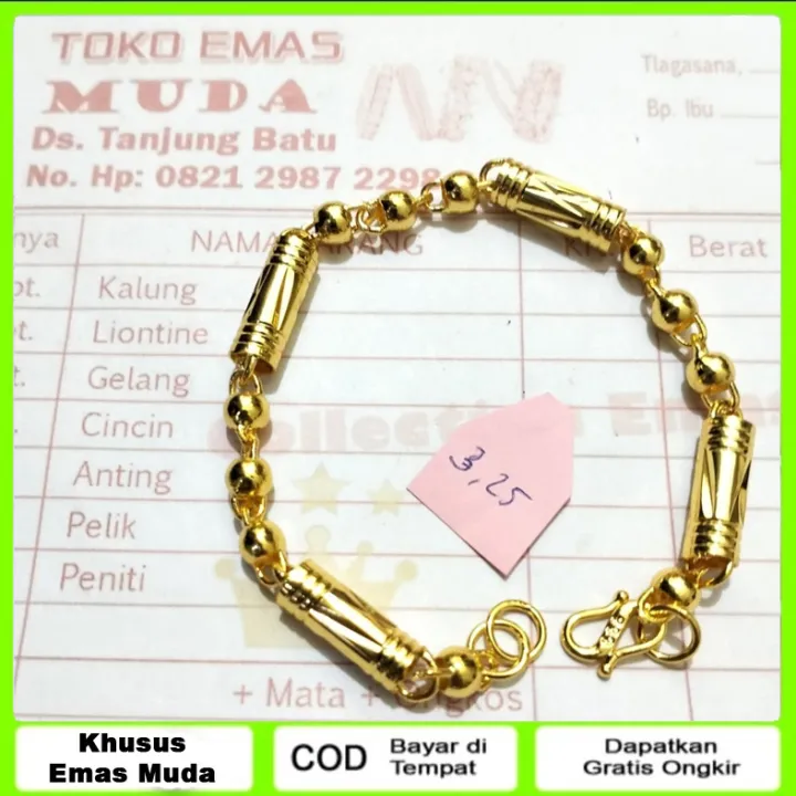 Emas Mudah Murni Kadar 88 9 Gelang Tangan Wanita Model Bambu 24k Anti