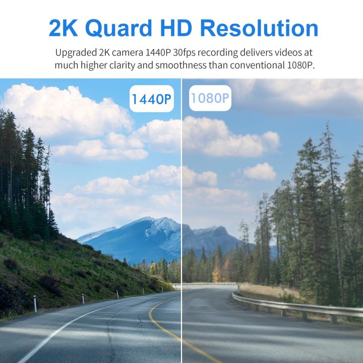กล้องบันทึกภาพด้านหน้าและด้านหลังรถกล้องหน้ารถ2k-1440p-hd-เครื่องบันทึกวิดีโอการขับขี่จีพีเอสมองเห็นกลางคืน-wi-fi-ติดรถยนต์กล่องดำ