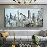 Original City Building Landscape ภาพวาดสีน้ำมันบทคัดย่อ Texture ภาพวาดอะคริลิคสมัยใหม่ห้องนอนผ้าใบ Wall Art Decor New